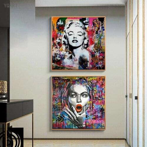 Street Graffiti Artwork Abstract Women Portrait Canvas Painting Posters and Prints Wall Art Pictures for Living Room Home Decor