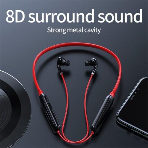 Kebidu M60 Bluetooth 5.1 Headset with microphone HIFI Shock Bass Neck Earphone Stereo Subwoofer Hanging large capacity Headphone
