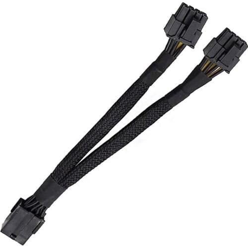 Computer GPU PCIe 8 Pin Female To Dual 2X 8 Pin (6+2) Male PCI Express Power Adapter Braided Y-Splitter Extension Cable 20cm