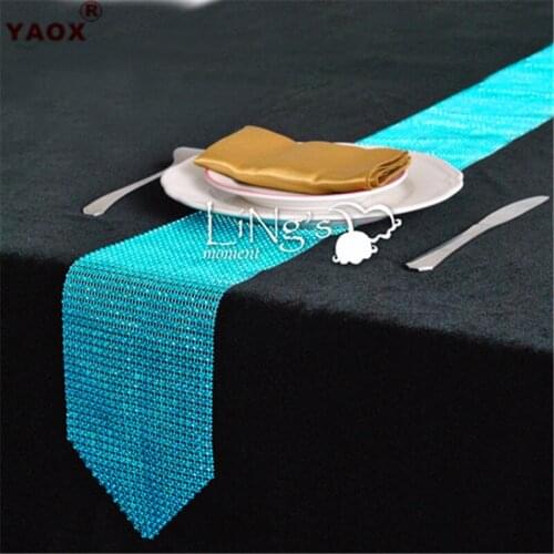 Good Looking Diamond Table Runner Mesh Rhinestone Table Runners Wedding Party Tablecloth Decorations Home Table Accessories