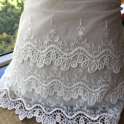1 Yard Ivory White Embroidered Lace Fabric 35cm Wide DIY Handmade Guipure Lace Materials Garment Accessories Lace