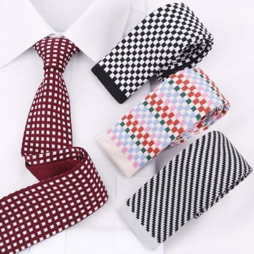 Linbaiway 5cm Knitted Ties for Men Polyester Woven Skinny Necktie Business Handmade Slim Neck Tie Knitting Necktie Custom Logo