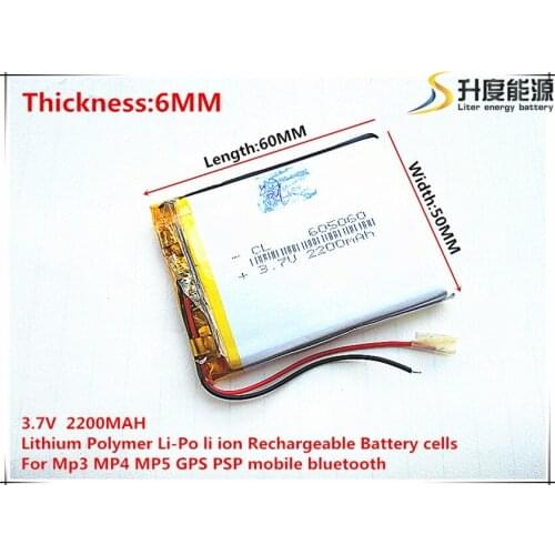 Size 605060 3.7V 2200mah Lithium polymer Battery With Protection Board For MP5 GPS Tablet PC Digital Products Free Shipping