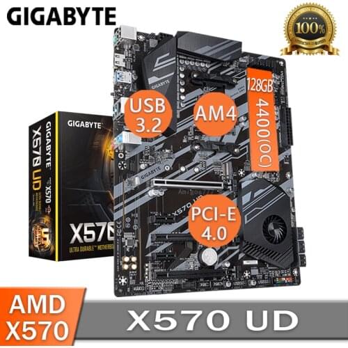 AM4 Gigabyte X570 UD Motherboard Support 2nd 3rd-Gen AMD Ryzen PCI-E 4.0 DDR4 4400MHz (O.C.)128GB Desktop AMD X570 Placa-Mãe AM4