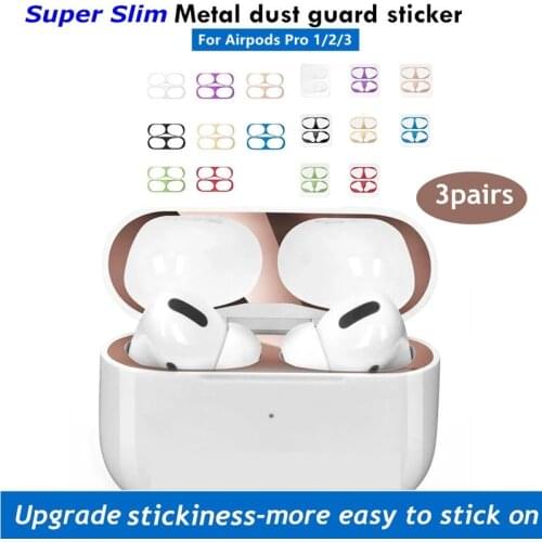 3/2/1 pairs For Apple airpods Pro 1 2 metal dust guard sticker shield dust proof film for airpod earphone case accessories