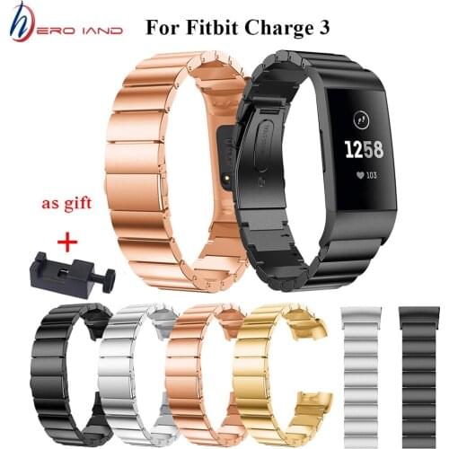Hero Iand Metal Watchband Wrist Strap For Fitbit Charge 3 Band Replace Watch Strap Butterfly Closure Bracelet For Fitbit Charge4