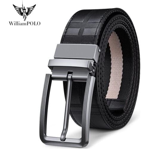 WILLIAMPOLO new belts mens buckle jeans tide belts double-sided canvas cowhide temperament youth belts
