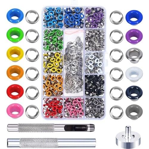 New 480 Sets Grommet Kit 3/16 Inch Multi-Color Grommet Setting Tool Metal Eyelets Kit for Bag Shoe Clothes DIY Projects