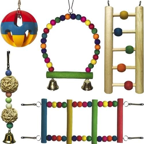 Parrot toy set Toy bird toy bell ball climbing ladder rattan ball string swing 5PCS set 275g