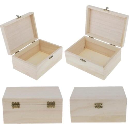 Lots of 10pcs Handmade DIY Wooden Jewellery Box Unfinished Unpainted Case DIY Decor