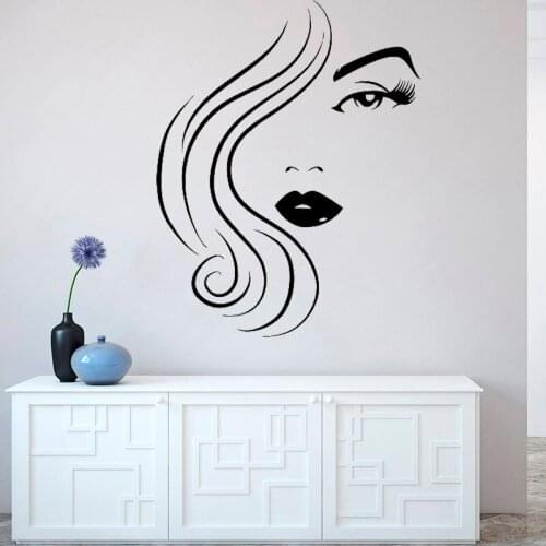 Beauty Salon Woman Face Wall Sticker Home Decoration Bedroom Vinyl Decal Mural for Girls Fashion Wall Tattoo Poster G12