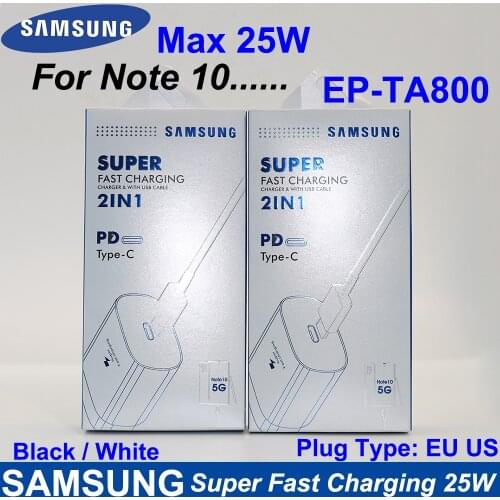 Note 10 Original Samsung Galaxy 25W Super Fast Charging Adapter PD Charger 100CM USB-C To USB-C Cable For S20 Plus S20 S20 Ultra