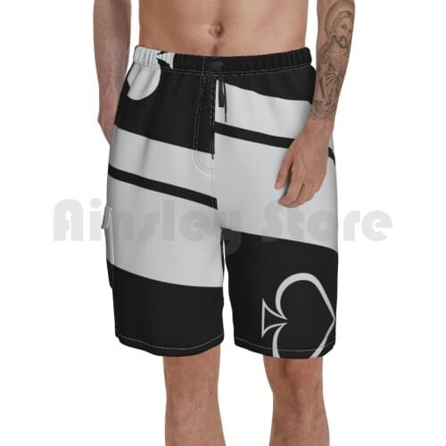 Beach Shorts Men Beach Pants Swimwear Destiny Destiny The Game Bungies Destiny Black White Stripes Queen Of Spades