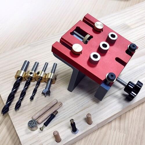 Positioning Clip Punch Locator Round Dowel Tools Adjustable Drilling Guide Woodworking Quality Three-in-one Tool