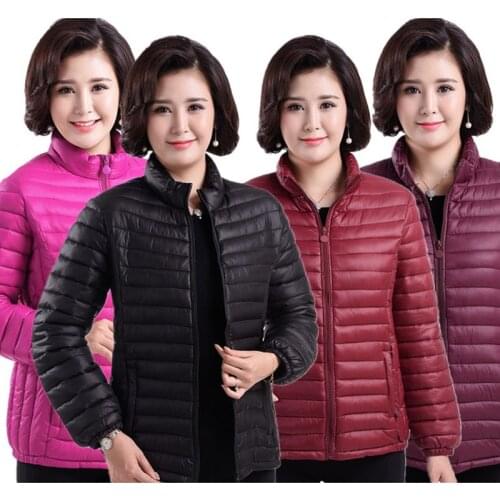 Mother Put Cotton Coat Short Standing Collar Down Cotton Coats Long-Sleeved Large Size 6XL Autumn Winter Warm Jacket Overcoat