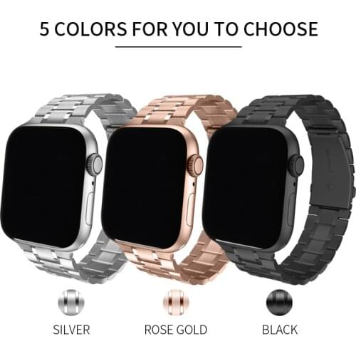 Stainless steel strap compatible with Apple Watch 38mm 40mm, suitable for iWatch 6/5/4/3/2/1/ SE Black/Rose Gold watct band