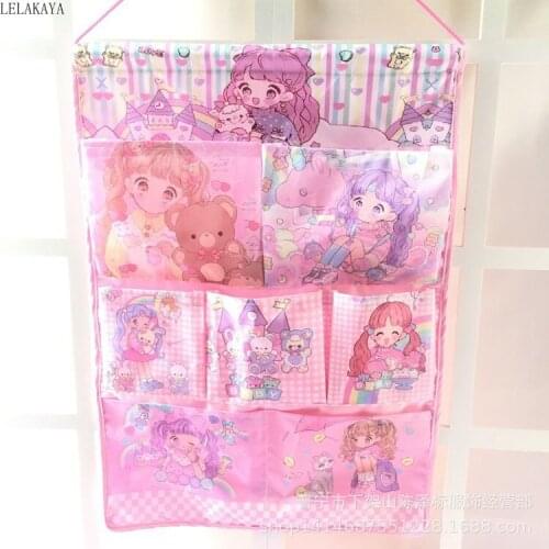 Cartoon Sailor Moon My Melody Action Figure Cloth Girls Cosmetic Storage Bags Fashion Wall Hanging Bag Beauty Case Organizer New