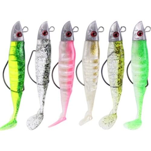 Fish-type lead Soft lure Bait Fishing Lures 15g 26g artificial bait Lead Head Jig Fish crank hook T Tail Sea Bass Lure Tackle