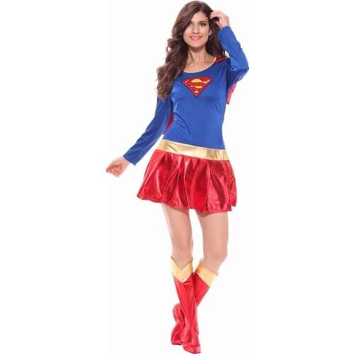 Sexy Woman Superhero Adult Costume Fancy Dress Outfit Halloween Super Girl Superwoman Costume For Halloween