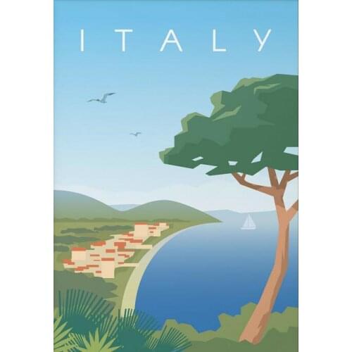 Retro Italian Riviera Travel Art print Silk poster Home Wall Decor