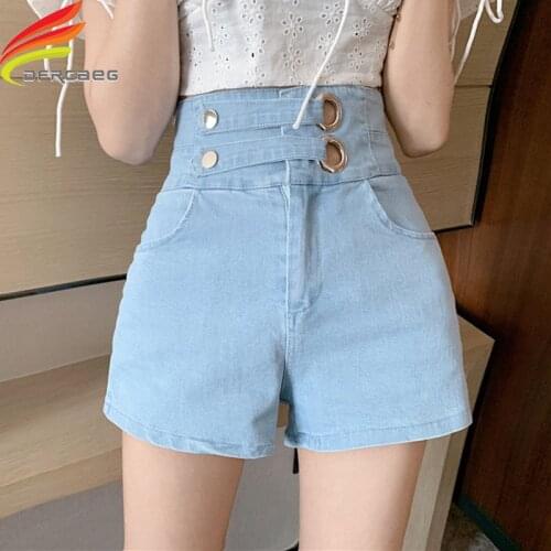 Korean Fashion Shorts Women Summer 2020 New High Waist Womens Denim Shorts With Belt Pockets Casual Shorts Women Jeans Hot Sale
