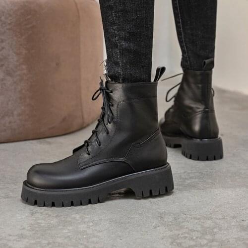 SKLFGXZY 2020 autumn and winter Genuine leather Female boots Riding boots Womens boots warm cowhide Lace-up shoes Size 34-39