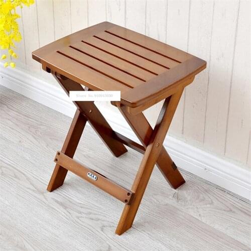 Modern Simple Portable Folding Bamboo Stool High-quality Solid Wood Small Bench Outdoor Fishing Stool Household Square Stool
