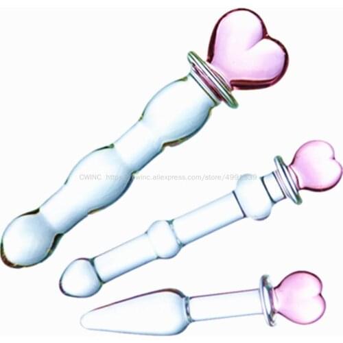 CW0243 Glass Dildo Mens Toy Gay Anal Plug Vaginal Sex Products Clitoris Massager Beginner