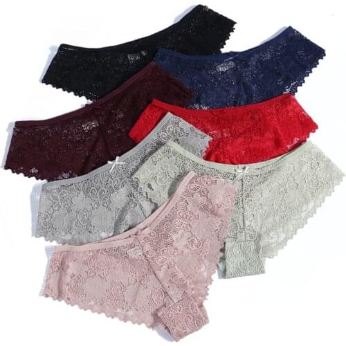Sexy Lace Panties Women Hollow G-String Briefs Low Waist Fashion Cotton Crotch Ladies Intimates 1pcs Seamless Female Underwear