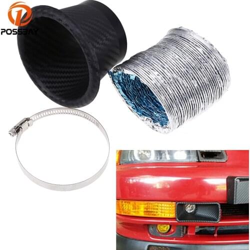POSSBAY Universal Car Front Bumper Turbo Air Intake Pipe Turbine Inlet Funnel Round Rectangle ABS Cold Air Intake System