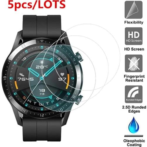 5 Pack for Huawei Watch GT 2 (46mm) GT2 Pro Honor Magic 2 (46mm) Tempered Glass Screen Protector 9H Smartwatch Protective Glass