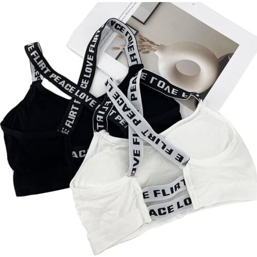 Women Sport Bra Fitness Top Letters Yoga Bra For Cup A-D Black White Running Yoga Gym Fitness Crop Top Women Push Up Sports Bras