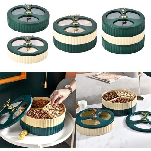 1/2/ Rotating Snack Containers Nut Serving Platter w/ 3 Compartments