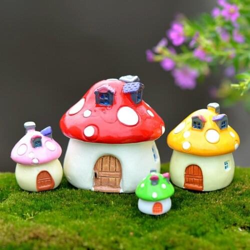 1PC Resin Mini Mushroom House Miniature Garden Accessories Colorful Micro Landscape Fairy Garden Miniatures Decorations Craft