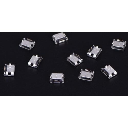 10Pcs Micro USB Jack Connector Micro USB 5pin B Type Female Connectors For Mobile Phone 5 pin Charging Sockets