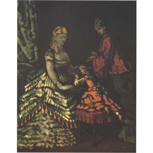 100% hand made Oil Painting Reproduction on linen canvas, interior-with-two-women-and-a-child by paul Cezanne,Museum quanlity