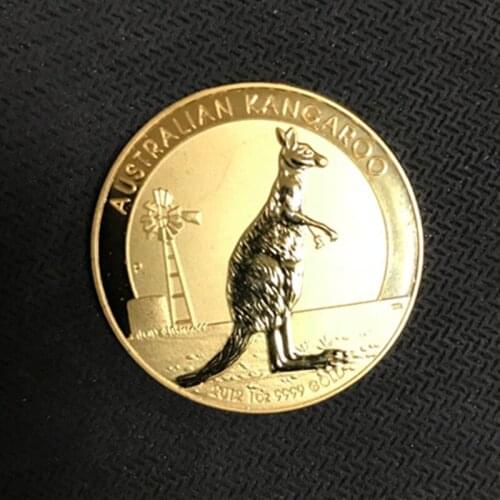 100 Pcs Non Magnetic The Australian Kangroo 2012 badge 24K gold plated brass 32.6 mm Elizabeth collectible sourvenir art Coin