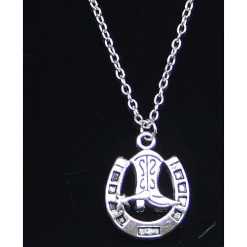 20pcs New Fashion Necklace 24x18mm horseshoe shoe Pendants Short Long Women Men Colar Gift Jewelry Choker