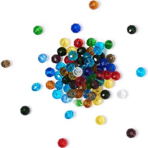 200pcs Glass Beads Spacer Transparent Beads for Necklace Bracelet Jewelry Making Accessories DIY Rondelle Mixed Color