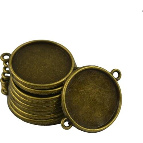 30x Blank Bezel Base For 20 Mm Cabochon Jewelry DIY Charms Connector Bronze