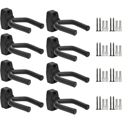 8 x Guitar Hanger Hook Holder Wall Mount Display Acoustic Guitar Stand Ukulele Bass Mandolin Banjo Wall Mounts Hangers Black #8