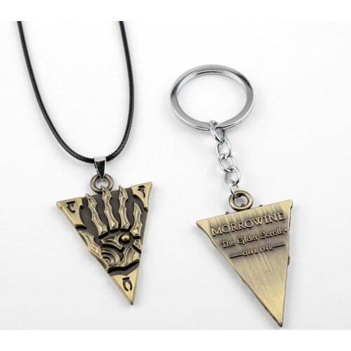 Keychain The Elder Scrolls Morrowind letter Necklaces Leather Chain Choker Necklace Women Men Jewelry Gift