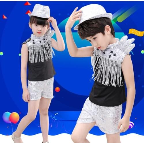 Childrens ballet jazz dance clothing modern dance hip-hop show clothing boys boys sequins jazz kindergarten costumes