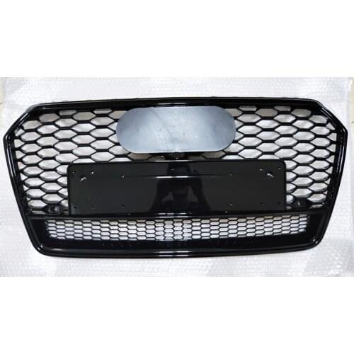 For RS7 Style Front Sport Hex Mesh Honeycomb HoodGrill Gloss Black for Audi A7/S7 2016 2017 2018 2019 CarAccessories