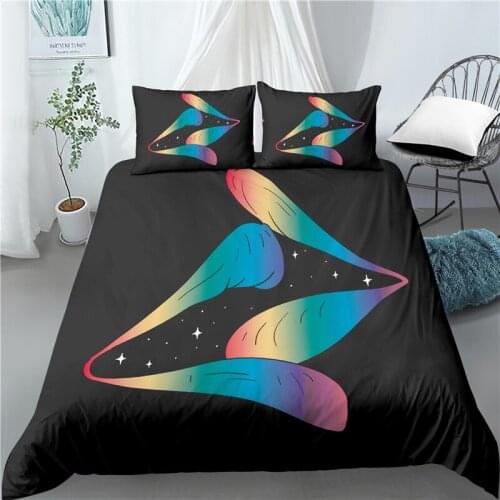 Home Living Luxury 3D Colored Lips Print 2/3Pcs Soft Duvet Cover PillowCase Bedding Sets Queen and King EU/US/AU Size