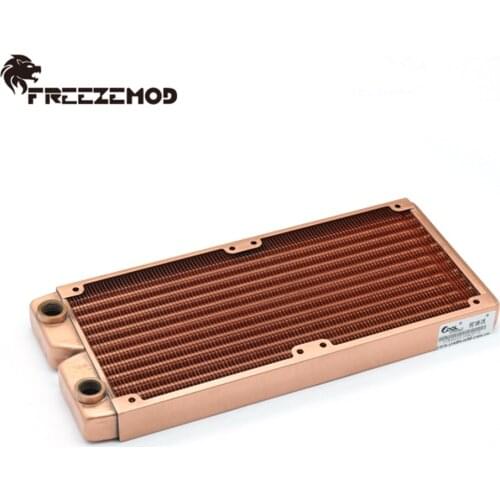 FREEZEMOD Red Copper 240mm Radiator heat exchanger G1/4'' thread Thickness 24mm Water Cooler Heat Sink Water Cooling 550W