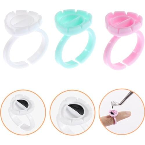 Hot New 100Pcs Disposable V Shape Glue Rings Eyelashes Extension Finger Holder Easy to Make Volume Fan Nail Art Adhesibve Holder