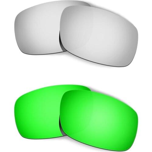 HKUCO For Crankshaft Sunglasses Replacement Polarized Lenses 2 Pairs - Silver & Green