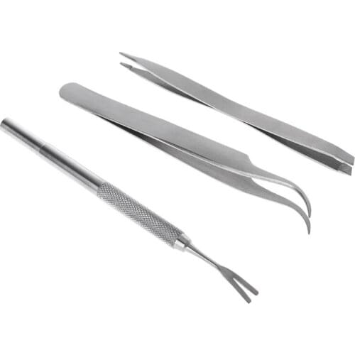 Pet Cat Dog Tick Remover Tool Stainless steel Pet Fleas Lice Tweezers Clip Set