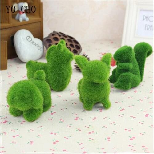 YO CHO 4PCS Artificial Grass Wedding Christmas Decoration DIY Animal Fake Moss Plant Ornaments Home Office Wedding Party Decor